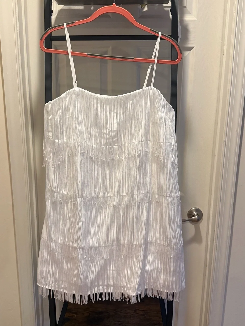 Tiered Fringe Mini White Dress Wedding Guess Destination Wedding - Picture 6 of 16